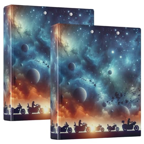 Cool Motorcycles Galaxy 3,8 cm 3-Ringordner, einfacher Ordner-Organizer für 200 Blatt, dekorativ, niedliches Drei-Ringbuch für Schule, Büro, 2 Stück Cool Motorcycles Galaxy 3,8 cm 3-Ringordner, einfacher Ordner-Organizer für 200 Blatt, dekorativ, niedliches Drei-Ringbuch für Schule, Büro, 2 Stück von CHIFIGNO