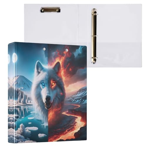 Cool Wolf 3,8 cm Ordner mit 3 Ringen, vielseitige Ordner mit 3 Innentaschen, Drei-Ringbuch, dekorativ für Schule, Bürobedarf, 1 Packung Cool Wolf 3,8 cm Ordner mit 3 Ringen, vielseitige Ordner mit 3 Innentaschen, Drei-Ringbuch, dekorativ für Schule, Bürobedarf, 1 Packung von CHIFIGNO