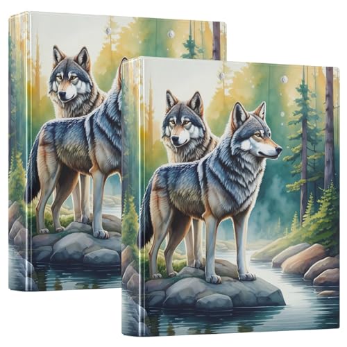 Cool Wolves Lake Scene 3-Ringbuch, 3,8 cm, D-Ringbuch für 200 Blatt, dekorativ, niedlich, Drei-Ringbuch für Schule, Büro, Zuhause, 2 Stück Cool Wolves Lake Scene 3-Ringbuch, 3,8 cm, D-Ringbuch für 200 Blatt, dekorativ, niedlich, Drei-Ringbuch für Schule, Büro, Zuhause, 2 Stück von CHIFIGNO