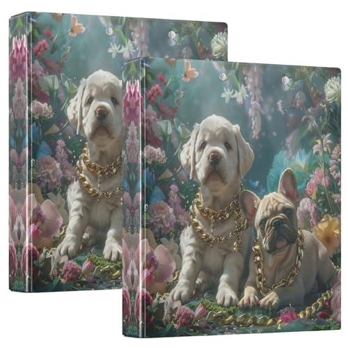 Coole Hunde mit goldenen Ketten, 3,8 cm, 3 Ringe für 200 Blatt, dekorativ, niedlich, 3-Ringbuch, vielseitige Ordner für Arbeit, Schule, Büro, 2 Stück Coole Hunde mit goldenen Ketten, 3,8 cm, 3 Ringe für 200 Blatt, dekorativ, niedlich, 3-Ringbuch, vielseitige Ordner für Arbeit, Schule, Büro, 2 Stück von CHIFIGNO