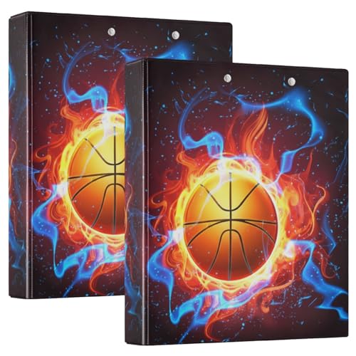 Cooler Basketball-Ordner mit 3 Ringen, 3 Ringen, dekorativ mit 3 Innentaschen, Notizbuchordner für Schule, Büro, Zuhause, 2 Stück von CHIFIGNO