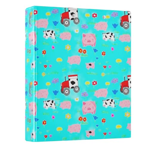 Cute Pig Cow Tractors 3-Ringbuch, 3,8 cm, niedlicher Ordner, 3,8 cm, niedlicher Ordner, für 200 Blatt, vielseitige Ordner für Schule, Büro, Zuhause, 1 Packung Cute Pig Cow Tractors 3-Ringbuch, 3,8 cm, niedlicher Ordner, 3,8 cm, niedlicher Ordner, für 200 Blatt, vielseitige Ordner für Schule, Büro, Zuhause, 1 Packung von CHIFIGNO