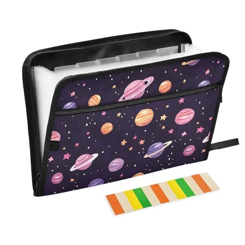 Cute Planets Stars Akkordeon-Aktenordner mit 13 Fächern, Fächermappe mit Etiketten, A4, Aktenordner mit Reißverschluss, tragbarer Dokumenten-Organizer Cute Planets Stars Akkordeon-Aktenordner mit 13 Fächern, Fächermappe mit Etiketten, A4, Aktenordner mit Reißverschluss, tragbarer Dokumenten-Organizer von CHIFIGNO