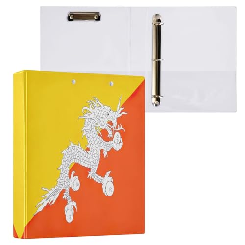 Dekorativer niedlicher Ordner mit 3 Ringen, 3,8 cm mit 3 Innentaschen, D-Ringbuch für Schule, Büro, Zuhause, Bhutan-Flagge, Unabhängigkeitstag, 1 Packung Dekorativer niedlicher Ordner mit 3 Ringen, 3,8 cm mit 3 Innentaschen, D-Ringbuch für Schule, Büro, Zuhause, Bhutan-Flagge, Unabhängigkeitstag, 1 Packung von CHIFIGNO