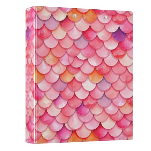 Dekoratives, niedliches Drei-Ringbuch mit 3 Ringen, 3,8 cm, mit rutschfestem Clip, vielseitige Ordner für Schule, Büro, Aquarell, Rosa, Orange, Rot, Meerjungfrauen-Schuppen, 1 Packung Dekoratives, niedliches Drei-Ringbuch mit 3 Ringen, 3,8 cm, mit rutschfestem Clip, vielseitige Ordner für Schule, Büro, Aquarell, Rosa, Orange, Rot, Meerjungfrauen-Schuppen, 1 Packung von CHIFIGNO