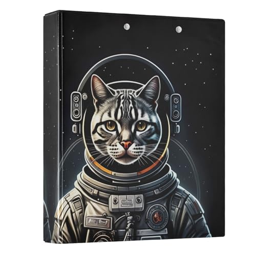 Dekoratives Drei-Ringbuch, 3,8 cm, 3-Ringbücher mit 3 Innentaschen, Basisbuch, Notizbuch für Schulbedarf, coole Katze, Astronaut, Schwarz, 1 Packung Dekoratives Drei-Ringbuch, 3,8 cm, 3-Ringbücher mit 3 Innentaschen, Basisbuch, Notizbuch für Schulbedarf, coole Katze, Astronaut, Schwarz, 1 Packung von CHIFIGNO