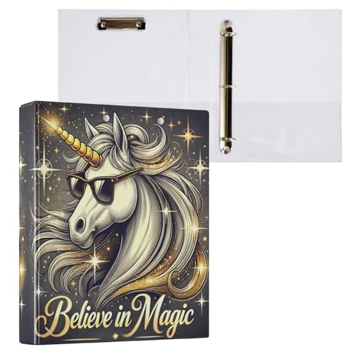 Dekoratives Drei-Ringbuch, 3-Ringbuch, 3,8 cm, mit Anti-Rutsch-Clip, Basisbuch, Notizbuch für Schule, Büro, Zuhause, Einhorn, goldenes Glitzern, 1 Packung Dekoratives Drei-Ringbuch, 3-Ringbuch, 3,8 cm, mit Anti-Rutsch-Clip, Basisbuch, Notizbuch für Schule, Büro, Zuhause, Einhorn, goldenes Glitzern, 1 Packung von CHIFIGNO