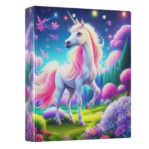 Dekoratives Ringbuch mit 3 Ringen, 3,8 cm, 3 Ringbücher mit 3 Innentaschen, vielseitiger Ordner für Schule, Bürobedarf, weißes Einhorn, bunte Blumen, 1 Packung Dekoratives Ringbuch mit 3 Ringen, 3,8 cm, 3 Ringbücher mit 3 Innentaschen, vielseitiger Ordner für Schule, Bürobedarf, weißes Einhorn, bunte Blumen, 1 Packung von CHIFIGNO