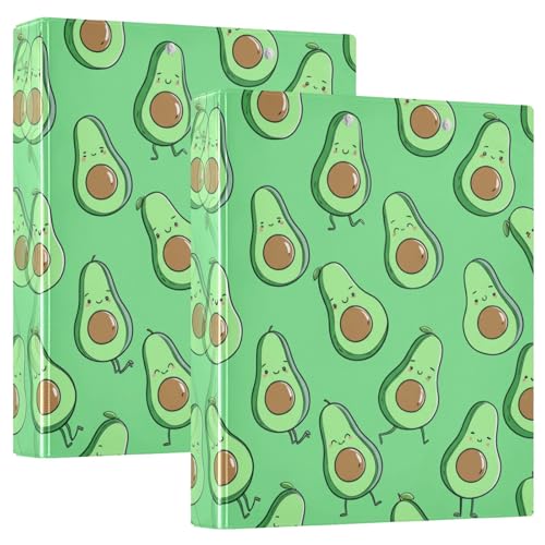 Dekoratives süßes Drei-Ringbuch mit 3 Ringen, 3,8 cm mit 3 Innentaschen, einfacher Ordner-Organizer für Schule, Büro, Zuhause, niedliches Avocado-Grün, 2 Stück von CHIFIGNO