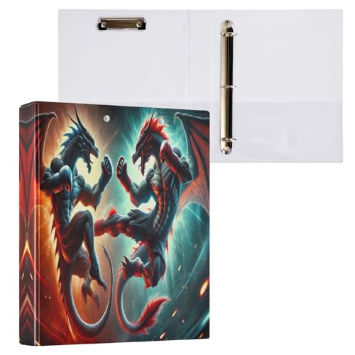 Dragons Fight Ordner mit 3 Ringen, 3,8 cm, dekorativer Drei-Ringordner mit Anti-Rutsch-Clip, Basisbuch, Notizbuch für Arbeit, Schule, Büro, 1 Stück Dragons Fight Ordner mit 3 Ringen, 3,8 cm, dekorativer Drei-Ringordner mit Anti-Rutsch-Clip, Basisbuch, Notizbuch für Arbeit, Schule, Büro, 1 Stück von CHIFIGNO