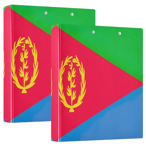 Eritrea-Flaggenordner mit 3 Ringen, 3,8 cm, für 200 Blatt, dekorativer Drei-Ringordner, Organizer für Schule, Büro, 2 Stück Eritrea-Flaggenordner mit 3 Ringen, 3,8 cm, für 200 Blatt, dekorativer Drei-Ringordner, Organizer für Schule, Büro, 2 Stück von CHIFIGNO