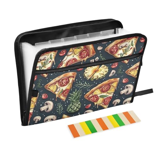 Fächermappe für Pizzascheiben, Ananas, 13 Fächer, Akkordeon-Aktenordner mit Etiketten, A4, Briefform, mit Reißverschluss, tragbarer Dokumenten-Organizer Fächermappe für Pizzascheiben, Ananas, 13 Fächer, Akkordeon-Aktenordner mit Etiketten, A4, Briefform, mit Reißverschluss, tragbarer Dokumenten-Organizer von CHIFIGNO