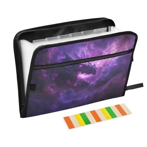 Fächermappe mit 13 Fächern, Akkordeon-Aktenordner mit Etiketten, tragbarer Dokumenten-Organizer mit Reißverschluss, A4-Format, Violett Fächermappe mit 13 Fächern, Akkordeon-Aktenordner mit Etiketten, tragbarer Dokumenten-Organizer mit Reißverschluss, A4-Format, Violett von CHIFIGNO