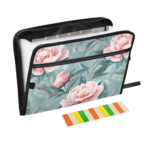 Fächermappe mit Reißverschluss, Pfingstrosen, mit Etiketten, 13 Fächer, Akkordeon-Aktenordner für Dokumente, A4, Briefform, Schul- und Bürobedarf, Rosa Fächermappe mit Reißverschluss, Pfingstrosen, mit Etiketten, 13 Fächer, Akkordeon-Aktenordner für Dokumente, A4, Briefform, Schul- und Bürobedarf, Rosa von CHIFIGNO
