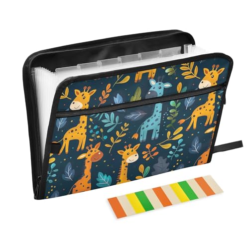 Fächermappe mit niedlichem Cartoon-Giraffen-Motiv, mit Reißverschluss, 13 Fächer, Akkordeon-Aktenordner mit Etiketten, A4, Briefgröße, Dokumenten-Organizer für Zuhause, Uni, Reisen Fächermappe mit niedlichem Cartoon-Giraffen-Motiv, mit Reißverschluss, 13 Fächer, Akkordeon-Aktenordner mit Etiketten, A4, Briefgröße, Dokumenten-Organizer für Zuhause, Uni, Reisen von CHIFIGNO