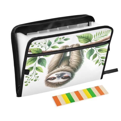 Fächermappe mit niedlichem Faultier-Design, mit Reißverschluss, 13 Taschen, Akkordeon-Aktenordner mit Etiketten, A4, Briefgröße, Dokumenten-Organizer, Schule, Heimbedarf Fächermappe mit niedlichem Faultier-Design, mit Reißverschluss, 13 Taschen, Akkordeon-Aktenordner mit Etiketten, A4, Briefgröße, Dokumenten-Organizer, Schule, Heimbedarf von CHIFIGNO