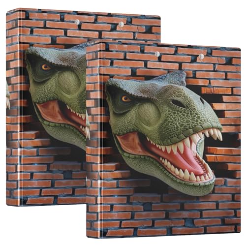 Funny Dinosaurier 3-Ringbuch, 3,8 cm, für 200 Blatt, dekorativ, niedlich, 3-Ringbuch, vielseitige Ordner für Schulbedarf, 2 Stück Funny Dinosaurier 3-Ringbuch, 3,8 cm, für 200 Blatt, dekorativ, niedlich, 3-Ringbuch, vielseitige Ordner für Schulbedarf, 2 Stück von CHIFIGNO