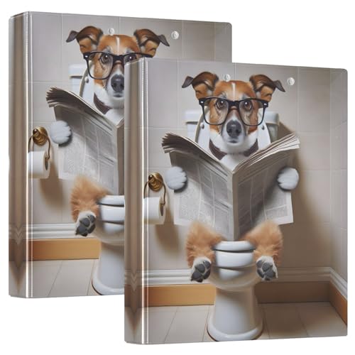 Funny Dog Ringbuch mit 3 Ringen, 3,8 cm, strapazierfähig, mit 3 Innentaschen, Drei-Ringbuch, dekorativ für Schulbedarf, 2 Stück Funny Dog Ringbuch mit 3 Ringen, 3,8 cm, strapazierfähig, mit 3 Innentaschen, Drei-Ringbuch, dekorativ für Schulbedarf, 2 Stück von CHIFIGNO