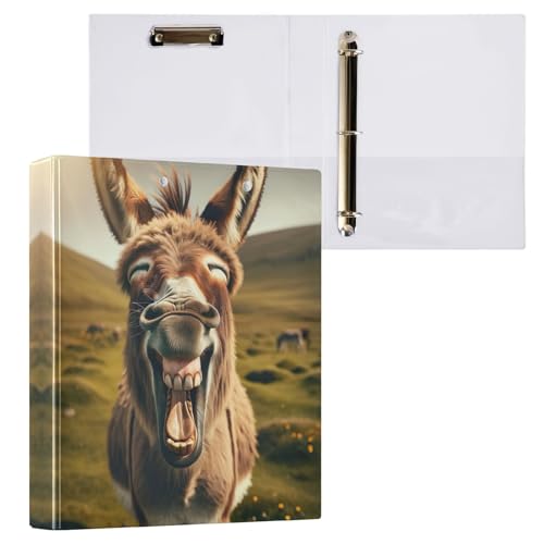 Funny Donkey 3,8 cm Ordner mit 3 Ringen, dekorativer Drei-Ringordner mit 3 Innentaschen, einfacher Ordner, Organizer für Schule, Büro, 1 Stück Funny Donkey 3,8 cm Ordner mit 3 Ringen, dekorativer Drei-Ringordner mit 3 Innentaschen, einfacher Ordner, Organizer für Schule, Büro, 1 Stück von CHIFIGNO