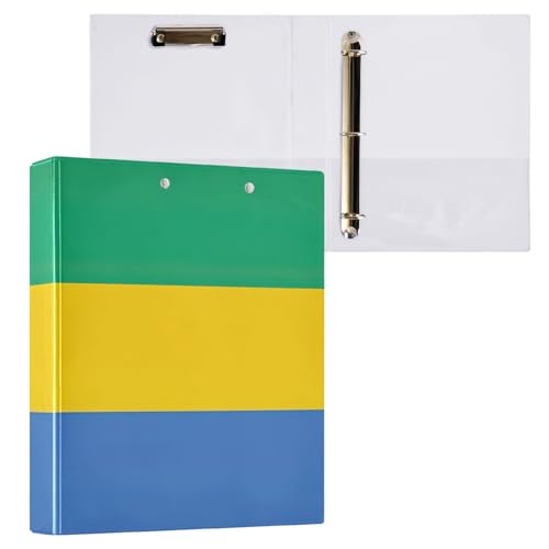 Gabun-Flaggen-3-Ringbuch, 3,8 cm, Notizbuch, hält 200 Blatt, niedlicher Ordner, drei Ringe für Arbeit, Schule, Büro, 1 Packung von CHIFIGNO