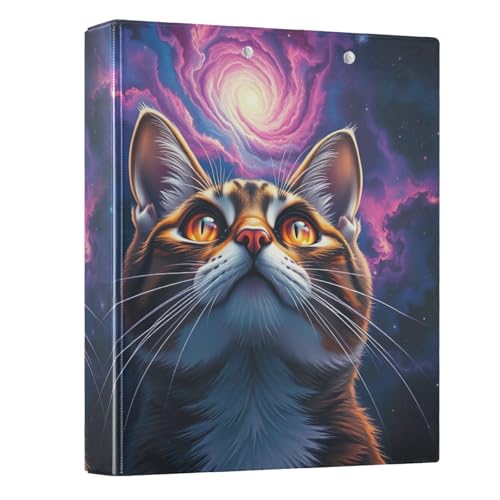 Galaxy Cat 3,8 cm 3-Ringbuch, niedlicher Ordner, drei Ringe, hält 200 Blatt, vielseitige Ordner für Schule, Büro, Zuhause, 1 Stück Galaxy Cat 3,8 cm 3-Ringbuch, niedlicher Ordner, drei Ringe, hält 200 Blatt, vielseitige Ordner für Schule, Büro, Zuhause, 1 Stück von CHIFIGNO