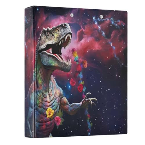 Galaxy Dinosaurier, 3,8 cm (1,5 Zoll), 3-Ringordner, Organizer mit 3 Innentaschen, dekoratives Drei-Ringbuch für Schule, Büro, Zuhause, 1 Stück von CHIFIGNO