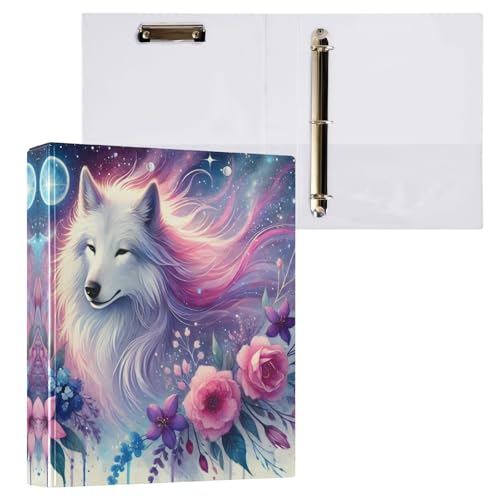 Galaxy Wolf 3,5 cm Ordner, 3 Ringe für 200 Blatt, dekorativer Drei-Ringordner, Basisordner für Schulbedarf, 1 Packung von CHIFIGNO