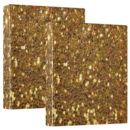 Goldener Glitzer-Ordner mit 3 Ringen, 3,8 cm mit 3 Innentaschen, runde Ringbücher, D-Ringbuch für Schule, Büro, 2 Stück Goldener Glitzer-Ordner mit 3 Ringen, 3,8 cm mit 3 Innentaschen, runde Ringbücher, D-Ringbuch für Schule, Büro, 2 Stück von CHIFIGNO