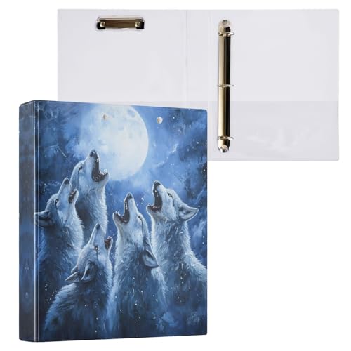 Heulende Wölfe, blau, 3,8 cm Ordner, 3 Ringe, dekorativ, niedlich, Drei-Ringbuch mit rutschfestem Clip, Basisbuch, Notizbuch für Schulbedarf, 1 Packung Heulende Wölfe, blau, 3,8 cm Ordner, 3 Ringe, dekorativ, niedlich, Drei-Ringbuch mit rutschfestem Clip, Basisbuch, Notizbuch für Schulbedarf, 1 Packung von CHIFIGNO