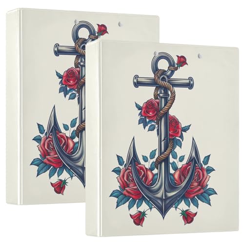 Hook Red Roses Ordner mit 3 Ringen, 3,8 cm, Notizbuchordner mit 3 Innentaschen, dekorativ, niedlich, Drei-Ringbuch für Arbeit, Schule, Büro, 2 Stück Hook Red Roses Ordner mit 3 Ringen, 3,8 cm, Notizbuchordner mit 3 Innentaschen, dekorativ, niedlich, Drei-Ringbuch für Arbeit, Schule, Büro, 2 Stück von CHIFIGNO