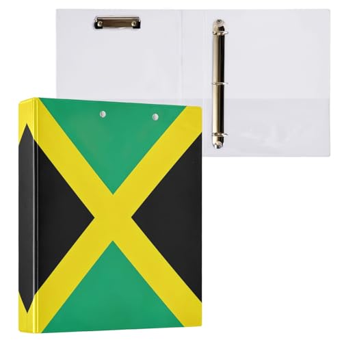 Jamaika-Flagge, 3 Ringordner, 3,8 cm, langlebige Basisordner mit rutschfestem Metallclip, runder Ringbuch für Schule, Büro, Zuhause, 1 Stück Jamaika-Flagge, 3 Ringordner, 3,8 cm, langlebige Basisordner mit rutschfestem Metallclip, runder Ringbuch für Schule, Büro, Zuhause, 1 Stück von CHIFIGNO