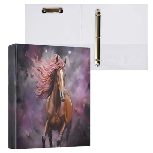 Laufendes Pferd, 3,8 cm, 3-Ringbücher mit rutschfestem Clip, niedlicher Ordner mit drei Ringen, vielseitige Ordner für Arbeit, Schule, Büro, 1 Stück von CHIFIGNO