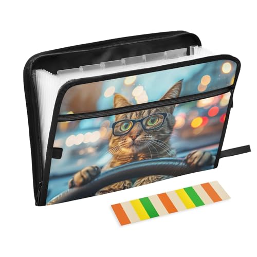 Lustige Katzen-Fächermappe mit Reißverschluss, mit Etiketten, 13 Taschen, Akkordeon-Aktenordner für Dokumente, tragbare Aktenmappen, Schule, Bürobedarf Lustige Katzen-Fächermappe mit Reißverschluss, mit Etiketten, 13 Taschen, Akkordeon-Aktenordner für Dokumente, tragbare Aktenmappen, Schule, Bürobedarf von CHIFIGNO