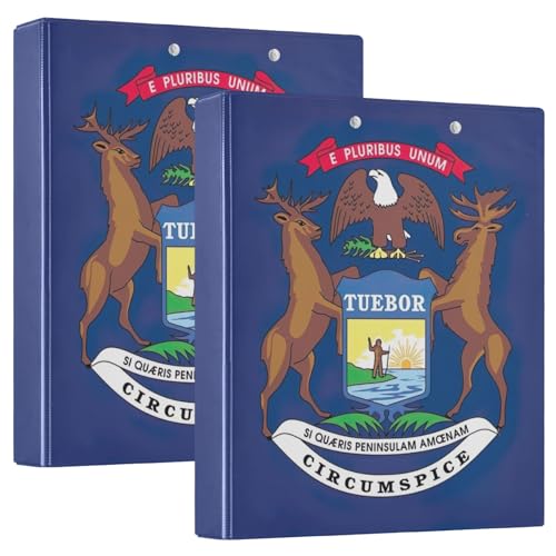 Michigan State Flag 3,5 cm Ordner mit 3 Ringen für 200 Blatt, dekorativer Drei-Ringordner, Organizer für Arbeit, Schule, Büro, 2 Stück von CHIFIGNO