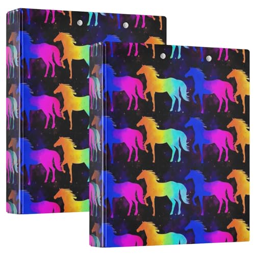 Neon Horses 3-Ringbuch, 3,8 cm, vielseitiger Ordner mit 3 Innentaschen, dekoratives Drei-Ringbuch für Arbeit, Schule, Büro, 2 Stück Neon Horses 3-Ringbuch, 3,8 cm, vielseitiger Ordner mit 3 Innentaschen, dekoratives Drei-Ringbuch für Arbeit, Schule, Büro, 2 Stück von CHIFIGNO