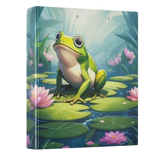 Niedliche Cartoon-Frosch-Seerosen, 3,8 cm, 3-Ringbuch, hält 200 Blatt, dekoratives Drei-Ringbuch, D-Ringbuch für Schule, Büro, Zuhause, 1 Stück Niedliche Cartoon-Frosch-Seerosen, 3,8 cm, 3-Ringbuch, hält 200 Blatt, dekoratives Drei-Ringbuch, D-Ringbuch für Schule, Büro, Zuhause, 1 Stück von CHIFIGNO