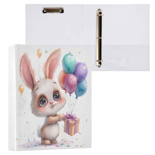 Niedliche Cartoon-Kaninchen, bunte Luftballons, 3 Ringe, 3,8 cm, einfaches Notizbuch mit rutschfestem Clip, Drei-Ringbuch, dekorativ für Schule, Büro, Zuhause, 1 Stück Niedliche Cartoon-Kaninchen, bunte Luftballons, 3 Ringe, 3,8 cm, einfaches Notizbuch mit rutschfestem Clip, Drei-Ringbuch, dekorativ für Schule, Büro, Zuhause, 1 Stück von CHIFIGNO