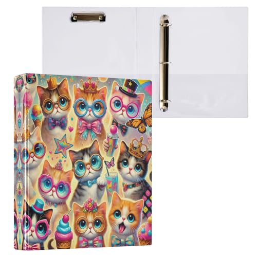 Niedliche Cartoon-Katzen-Eiscreme-Schmetterlinge, 3,8 cm, 3 Ringe, dekorativ, niedlicher Drei-Ringordner mit Anti-Rutsch-Clip, vielseitige Ordner für Schule, Bürobedarf, 1 Packung Niedliche Cartoon-Katzen-Eiscreme-Schmetterlinge, 3,8 cm, 3 Ringe, dekorativ, niedlicher Drei-Ringordner mit Anti-Rutsch-Clip, vielseitige Ordner für Schule, Bürobedarf, 1 Packung von CHIFIGNO