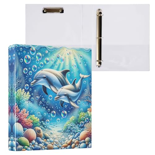 Niedliche Delfin-Ordner mit 3 Ringen, 3,8 cm, vielseitige Ordner mit rutschfestem Clip, runder Ringbuch für Arbeit, Schule, Büro, 1 Stück Niedliche Delfin-Ordner mit 3 Ringen, 3,8 cm, vielseitige Ordner mit rutschfestem Clip, runder Ringbuch für Arbeit, Schule, Büro, 1 Stück von CHIFIGNO