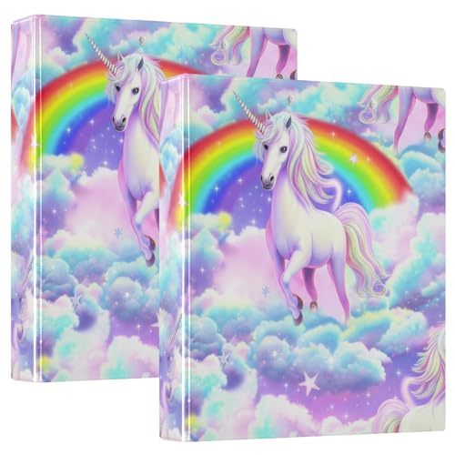 Niedliche Einhorn-Wolken, Regenbogen-Pastell, 3,8 cm, 3-Ringordner, hält 200 Blatt, dekorativer Drei-Ringordner, Organizer für Schule, Büro, Zuhause, 2 Stück Niedliche Einhorn-Wolken, Regenbogen-Pastell, 3,8 cm, 3-Ringordner, hält 200 Blatt, dekorativer Drei-Ringordner, Organizer für Schule, Büro, Zuhause, 2 Stück von CHIFIGNO