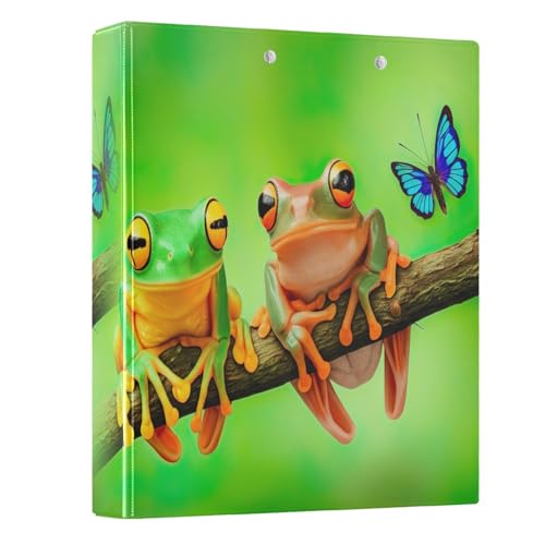 Niedliche Frösche und Schmetterlinge, Grün, 3,8 cm, 3 Ringe, Notizbuch, Ordner für 200 Blatt, runder Ringordner für Schule, Büro, Zuhause, 1 Packung Niedliche Frösche und Schmetterlinge, Grün, 3,8 cm, 3 Ringe, Notizbuch, Ordner für 200 Blatt, runder Ringordner für Schule, Büro, Zuhause, 1 Packung von CHIFIGNO