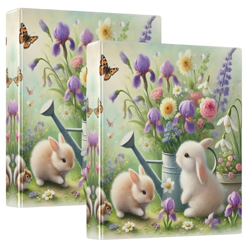 Niedliche Kaninchen, Eichhörnchen, lebendige Blumen, 3,8 cm, 3-Ringordner mit 3 Innentaschen, dekoratives Drei-Ringbuch, Notizbuch für Schule, Büro, Zuhause, 2 Stück Niedliche Kaninchen, Eichhörnchen, lebendige Blumen, 3,8 cm, 3-Ringordner mit 3 Innentaschen, dekoratives Drei-Ringbuch, Notizbuch für Schule, Büro, Zuhause, 2 Stück von CHIFIGNO
