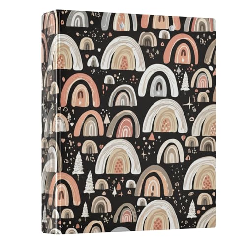 Niedliche pastellfarbene Regenbögen, schwarz, 3 Ringe, 3,8 cm, mit rutschfestem Clip, dekorativer niedlicher Drei-Ringordner, Organizer für Schule, Büro, Zuhause, 1 Stück Niedliche pastellfarbene Regenbögen, schwarz, 3 Ringe, 3,8 cm, mit rutschfestem Clip, dekorativer niedlicher Drei-Ringordner, Organizer für Schule, Büro, Zuhause, 1 Stück von CHIFIGNO