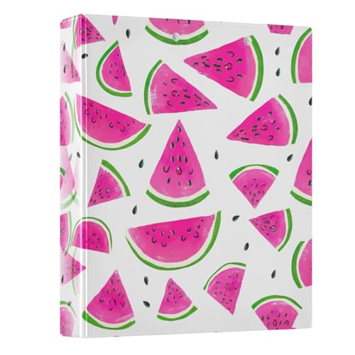 Niedliche rosa Wassermelonenscheiben, 3,5 cm, 3 Ringe, D-Ringbuch, hält 200 Blatt, dekoratives süßes Drei-Ringbuch für Schulbedarf, 1 Packung von CHIFIGNO