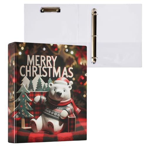 Niedlicher Ordner mit drei Ringen, 3,8 cm, 3 Ringbücher mit 3 Innentaschen, einfacher Ordner-Organizer für Arbeit, Schule, Büro, niedlicher Bär, Weihnachten, kariert, 1 Stück Niedlicher Ordner mit drei Ringen, 3,8 cm, 3 Ringbücher mit 3 Innentaschen, einfacher Ordner-Organizer für Arbeit, Schule, Büro, niedlicher Bär, Weihnachten, kariert, 1 Stück von CHIFIGNO