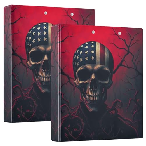 Ordner mit 3 Ringen, 3,8 cm, 2 Stück, lustiger Totenkopf-amerikanische Flagge, dekorativer Drei-Ringordner für 200 Blatt, langlebige Basisordner für Schule, Büro, Zuhause Ordner mit 3 Ringen, 3,8 cm, 2 Stück, lustiger Totenkopf-amerikanische Flagge, dekorativer Drei-Ringordner für 200 Blatt, langlebige Basisordner für Schule, Büro, Zuhause von CHIFIGNO
