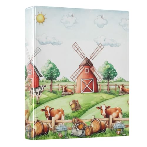 Ordner mit 3 Ringen, 3,8 cm, niedliche Bauernhof-Szene, Kühe, dekoratives süßes Drei-Ringbuch mit rutschfestem Clip, langlebige Basisordner für Schule, Bürobedarf, 1 Packung Ordner mit 3 Ringen, 3,8 cm, niedliche Bauernhof-Szene, Kühe, dekoratives süßes Drei-Ringbuch mit rutschfestem Clip, langlebige Basisordner für Schule, Bürobedarf, 1 Packung von CHIFIGNO
