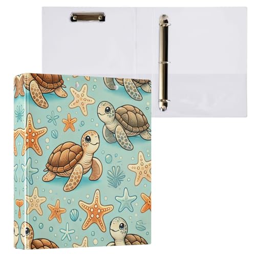 Ordner mit 3 Ringen, Schildkröten, Seestern, Blau, 3,8 cm, einfacher Ordner, Organizer für 200 Blatt, dekorativ, niedlich, Drei-Ringbuch für Arbeit, Schule, Büro, 1 Stück Ordner mit 3 Ringen, Schildkröten, Seestern, Blau, 3,8 cm, einfacher Ordner, Organizer für 200 Blatt, dekorativ, niedlich, Drei-Ringbuch für Arbeit, Schule, Büro, 1 Stück von CHIFIGNO
