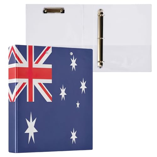 Ordner mit Australien-Flagge, 3,8 cm, 3 Ringe mit 3 Innentaschen, dekorativer Drei-Ringbuch, langlebig, Basisordner für Arbeit, Schule, Büro, 1 Stück Ordner mit Australien-Flagge, 3,8 cm, 3 Ringe mit 3 Innentaschen, dekorativer Drei-Ringbuch, langlebig, Basisordner für Arbeit, Schule, Büro, 1 Stück von CHIFIGNO