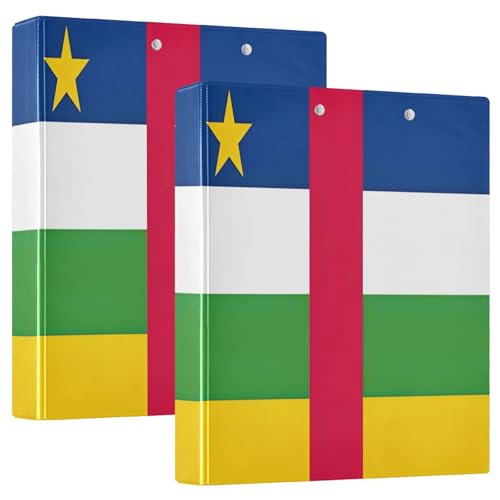 Ordner mit Flagge der Zentralafrikanischen Republik, 3,8 cm, 3 Ringe, haltbar, für 200 Blatt, runde Ringbücher für Arbeit, Schule, Büro, 2 Stück von CHIFIGNO